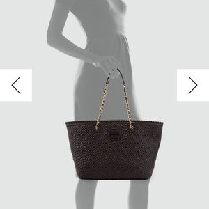 Tory Burch black Marion Quilted tote bag